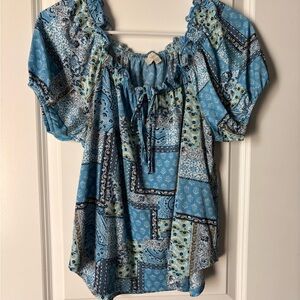 Blue Patterned Women's Top